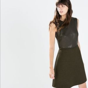 ZARA A-LINE PLEATHER AND WOOL DRESS!